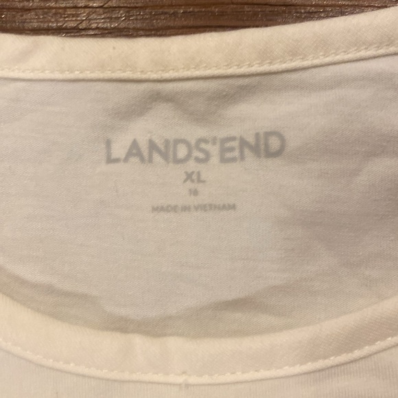 Lands’End Crew Neck Longsleeve Cream Shirt - Picture 2 of 3